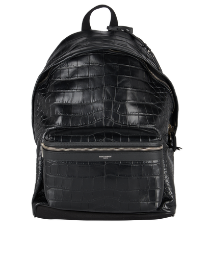 Crocodile-Embossed City Backpack, front view